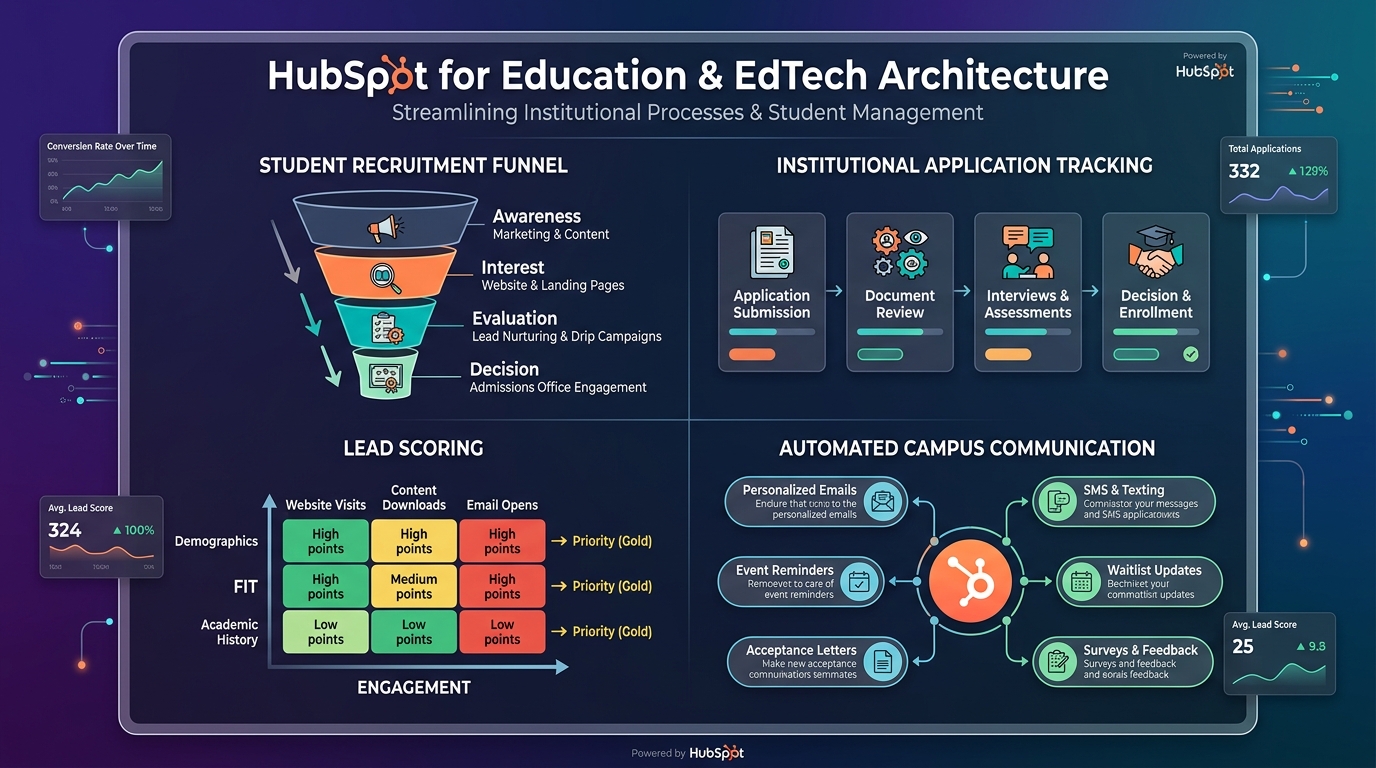 HubSpot for Education: Student Enrollment and EdTech CRM executive infographic diagram