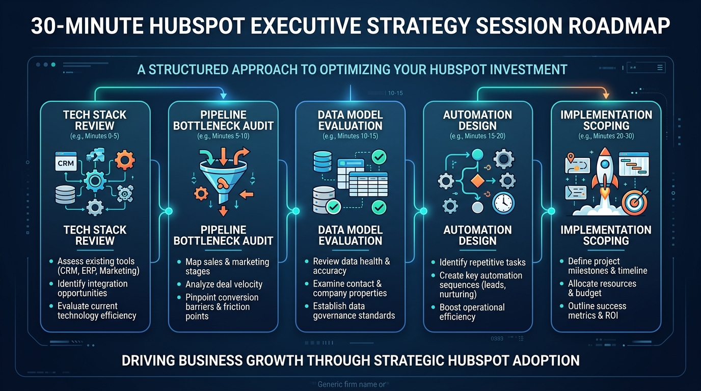 Book a HubSpot Strategy Call: Get Expert Advice in 30 Minutes executive infographic diagram